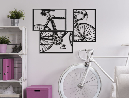 Decoratiune de perete bicicleta, 3 buc, 40x1,3x60 cm [4]