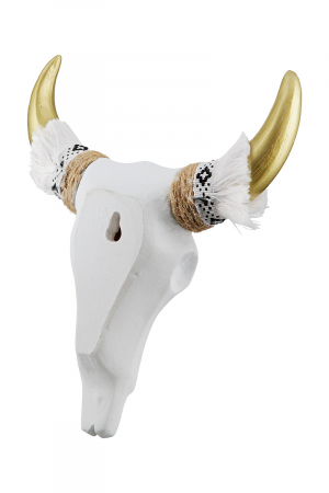 Decoratiune de perete Bull, Rasina, Alb/Auriu, 4x16.5x20 cm [1]