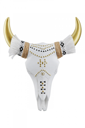 Decoratiune de perete Bull, Rasina, Alb/Auriu, 4x16.5x20 cm [2]