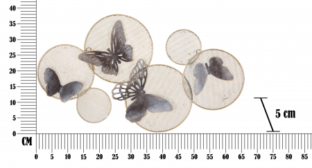 Decoratiune de perete Butterfly, Fier, Multicolor, 38x66x5 cm [5]