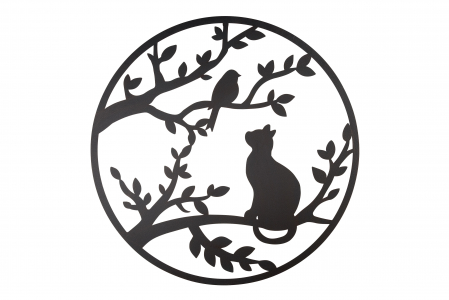 Decoratiune de perete Cat Bird, metal, maro, 80 cm [1]