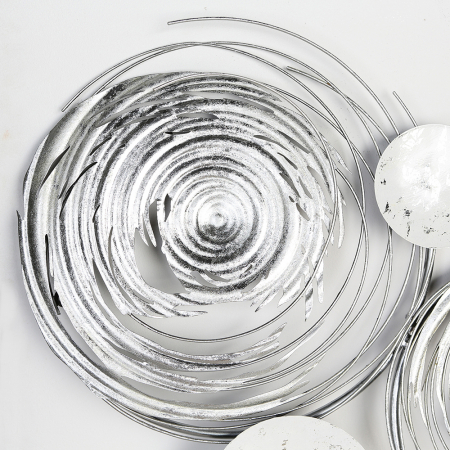 Decoratiune de perete Circles, metal, alb/argintiu, 6x94x56 cm [7]