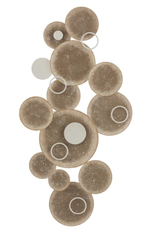 Decoratiuni de perete - Decoratiune de perete Circles, Metal/Fier, Maro, 119x60x9 cm