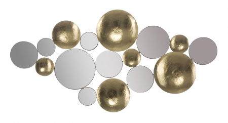 Decoratiune de perete cu oglinda GLAM, Metal/Oglinda, Auriu/Argintiu, 118X2.5X60 cm [1]