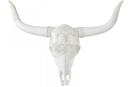 SALE % - Decoratiune de perete Deer, Rasina, Alb, 60x12x50 cm