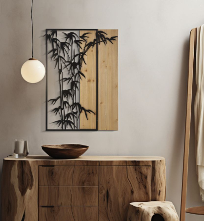 Decoratiune de perete din bambus 58x2x80 cm [4]