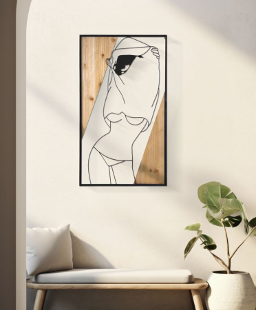 Decoratiune de perete din lamela -b- fier si lemn cm 50x2x90 [4]