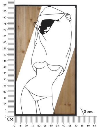 Decoratiune de perete din lamela -b- fier si lemn cm 50x2x90 [5]