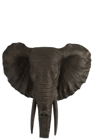 SALE % - Decoratiune de perete Elephant, Rasina, Maro, 41.5x27x43 cm