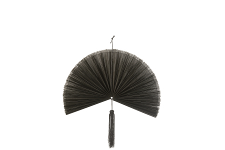 SALE % - Decoratiune de perete evantai cu ciucure negru, S