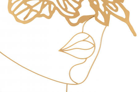 Decoratiune de perete Face, Fier, Auriu, 80x60x1 cm [3]