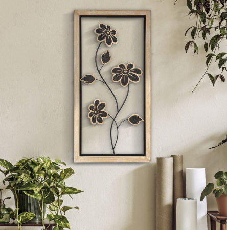  Decoratiune de perete, Fier/Lemn Girish -B- 30X2,5X60 cm [4]