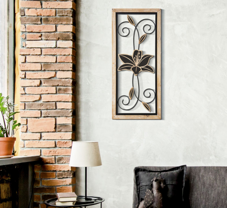 Decoratiune de perete, Fier/Lemn Koman -B- 26X2,5X60 cm [4]