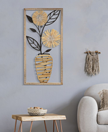  Decoratiune de perete, Fier/Lemn Vaso 40X3,5X80 cm [4]