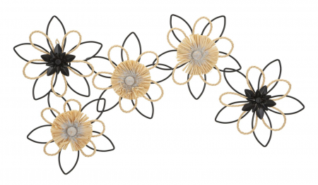 SALE % -  Decoratiune de perete, Fier/Rafie Flow 60X4X35 cm