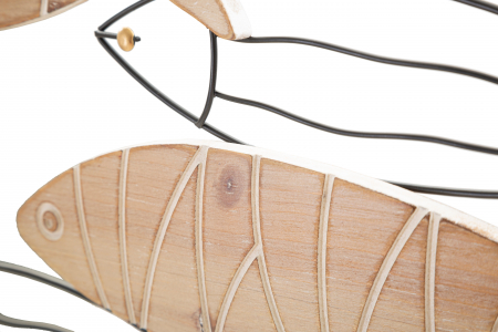 Decoratiune de perete Fish, Fier/MDF, Negru/Natural, 30x60x2 cm [1]