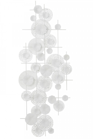 SALE % - Decoratiune de perete Flowers, Metal/Fier, Alb, 150x60x6 cm