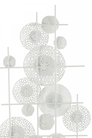 Decoratiune de perete Flowers, Metal/Fier, Alb, 150x60x6 cm [1]