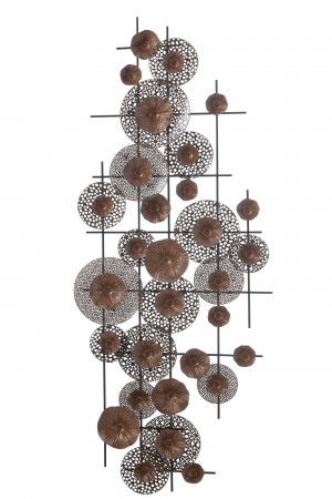 SALE % - Decoratiune de perete Flowers, Metal/Fier, Maro, 152x61x8 cm