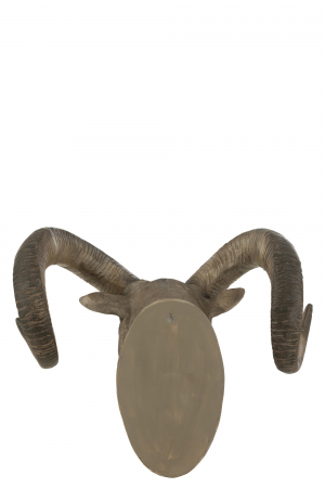 Decoratiune de perete Goat Head, Rasina, Maro, 28x48x22 cm [2]