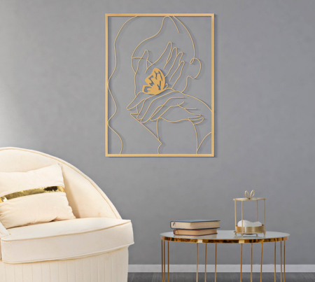 Decoratiune de perete Hands, Fier, Auriu, 80x60x1 cm [10]