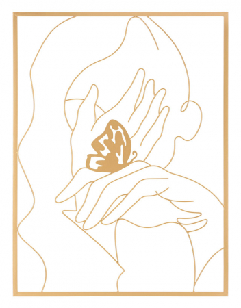 Decoratiune de perete Hands, Fier, Auriu, 80x60x1 cm [6]