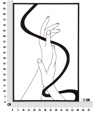 Decoratiune de perete Hands, Fier, Negru, 90x60x1 cm [5]