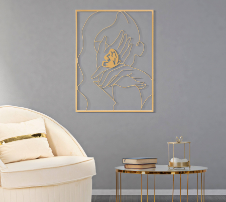 SALE % - Decoratiune de perete Hands, Fier, Auriu, 80x60x1 cm