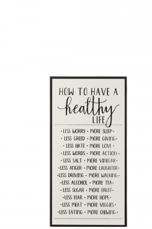 Decoratiune de perete Health Life, Lemn, Alb/Negru, 32.2x4x4 cm [1]