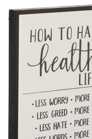 Decoratiune de perete Health Life, Lemn, Alb/Negru, 32.2x4x4 cm [2]