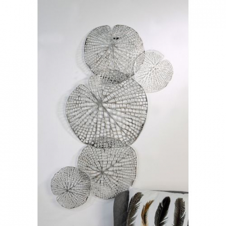 SALE % - Decoratiune de perete Leaf, metal, argintiu, 3x57x94 cm