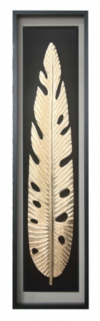 SALE % - Decoratiune de perete Leaf, sticla/mdf, auriu, 50x160x8 cm