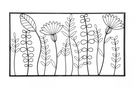 IN STOC - Decoratiune de perete Leaves, Metal, Negru, 100x55x1 cm