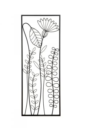 Set 2 decoratiuni de perete Leaves, Metal, Negru, 35x90x1 cm [1]