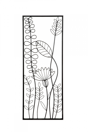 Set 2 decoratiuni de perete Leaves, Metal, Negru, 35x90x1 cm [2]