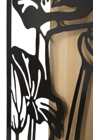 Decoratiune de perete Lotus din fier si lemn, 60x2x90 cm [3]