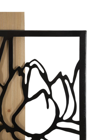 Decoratiune de perete Lotus din fier si lemn, 60x2x90 cm [2]