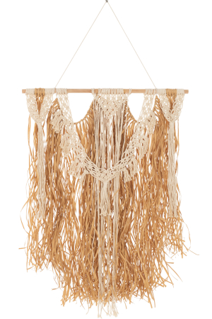 IN STOC - Decoratiune de perete Macrame, Fibre sintetice, Natural, 127x62x1.5 cm
