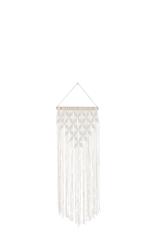 SALE % - Decoratiune de perete Macrame, Fibre sintetice/Rasina, Alb, 41x2.5x107 cm