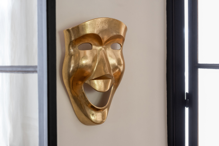 Decoratiune de perete, Masca, aluminiu, auriu, L DECORATIUNI - Decoratiune de perete, Masca, aluminiu, auriu, L