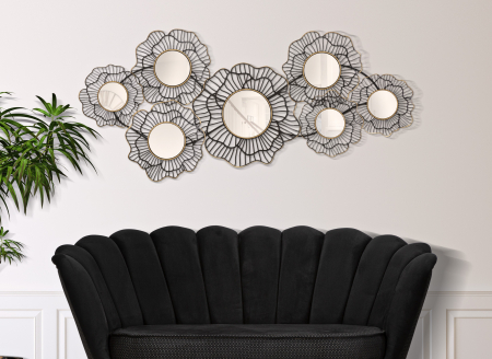 SALE % - Decoratiune de perete Osaka, Fier, Negru/Auriu, 56x121x5 cm