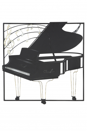 IN STOC - Decoratiune de perete piano, metal, maro, 50x50x2 cm