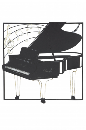 Decoratiune de perete piano, metal, maro, 50x50x2 cm [1]