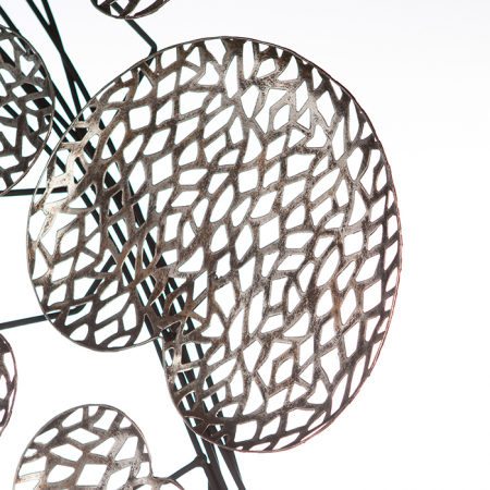 Decoratiune de perete Purleay leafes, metal, maro/argintiu, 27x52x10 cm [2]