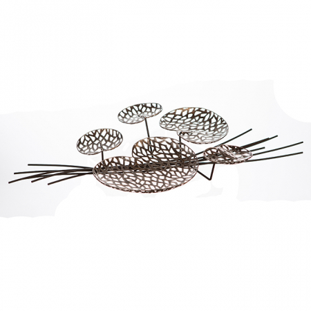 Decoratiune de perete Purleay leafes, metal, maro/argintiu, 27x52x10 cm [4]