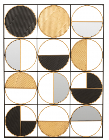SALE % - Decoratiune de perete Rounds, Metal/Fier, Negru/Auriu, 101.5x3x76 cm