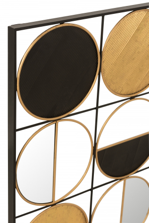 Decoratiune de perete Rounds, Metal/Fier, Negru/Auriu, 101.5x3x76 cm [2]