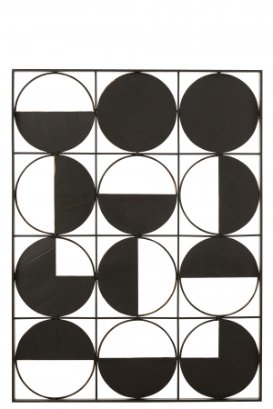 Decoratiune de perete Rounds, Metal/Fier, Negru/Auriu, 101.5x3x76 cm [1]