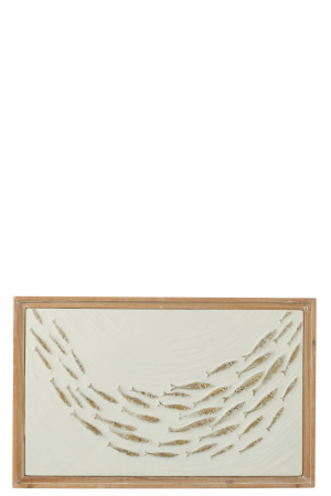 Decoratiune de perete, School Fish Zoli, Fier/Lemn de Brad, L 65| W 3.5| H 41 cm [1]
