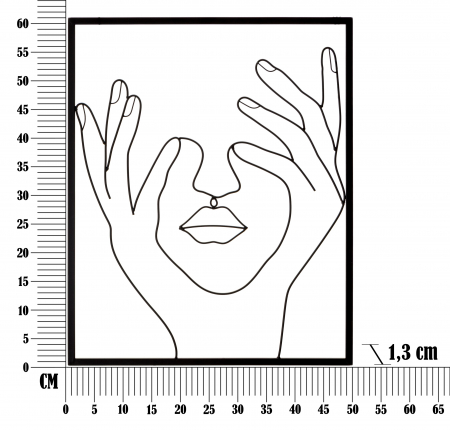 Decoratiune de perete Simply Face, Fier, Negru, 61x50.5x1.3 cm [5]